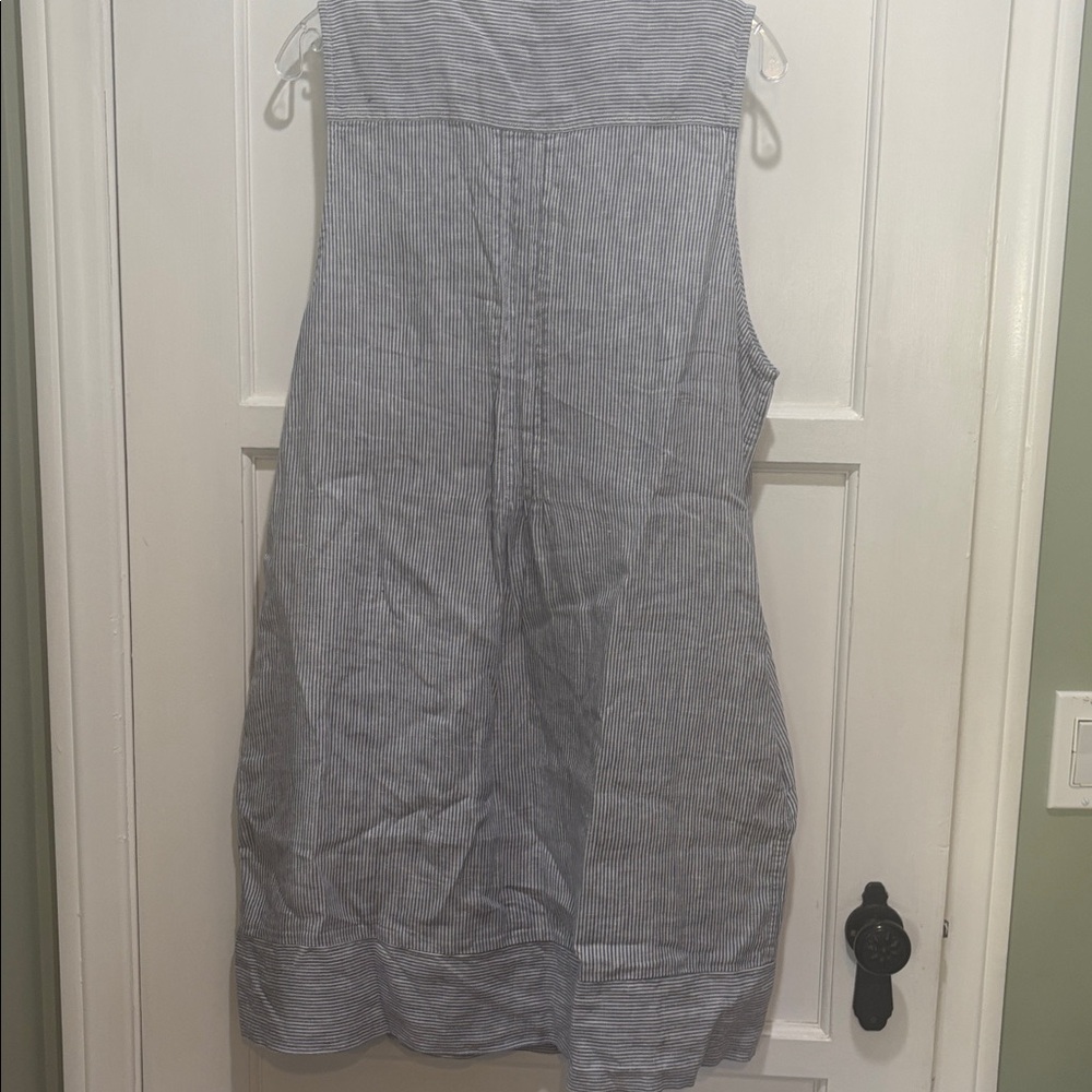 Faherty Isha Blue stripe linen dress x large - Picture 6 of 8